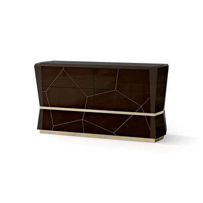 Комод COMO_ 6 CASSETTI CON INSERTI IN OTTONE E PIANO LEGNO | Art. 7571