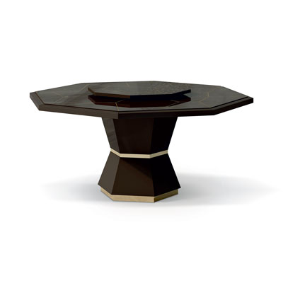 Обеденный Стол TAVOLO OTTAGONALE FISSO CON INSERTI IN OTTONE E LAZY SUSAN | Art. 7515