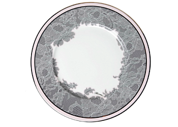 Большая плоская тарелка (серая) Rose Lace