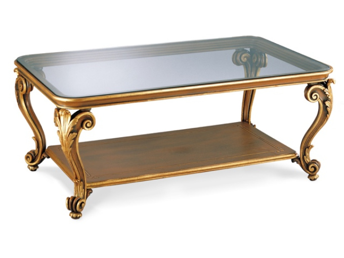 Стол Rectangular Coffee Table With Wooden Bottom Shelf