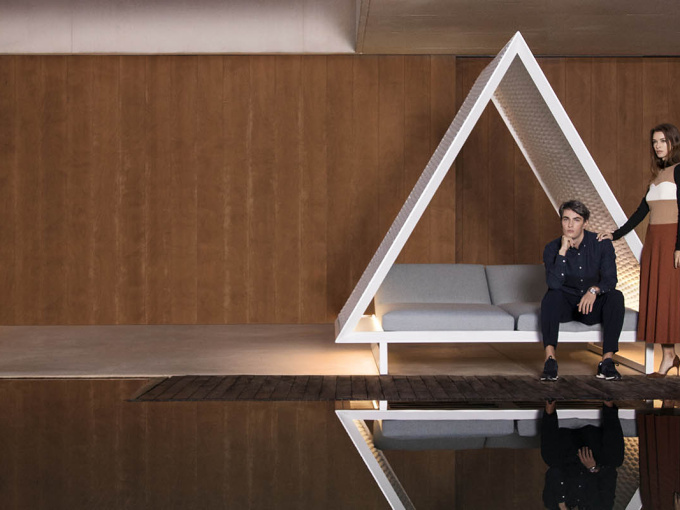 Шезлонг Vineyard daybed. woven rope roof