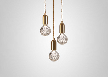 Люстра Clear Crystal Bulb Brass