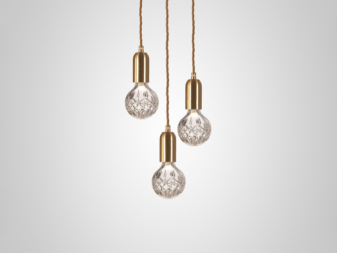Люстра Clear Crystal Bulb Brass