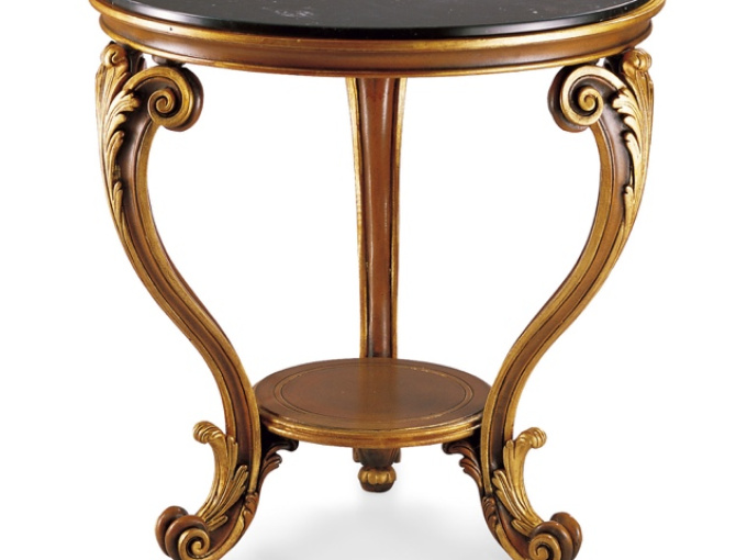 Стол Round Side Table With Wooden Bottom Shelf